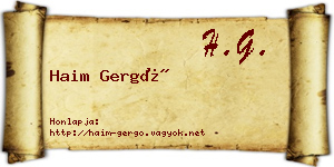 Haim Gergő névjegykártya